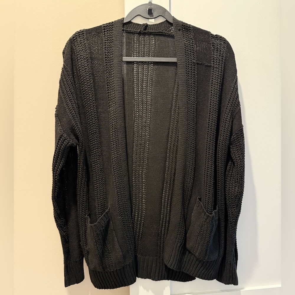 Black Knit Cardigan with Pockets